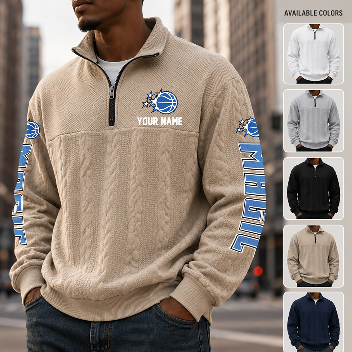 [HOT DEAL] NEW CUSTOMIZED NBA15 OMA ORLANDO MAGIC MULTICOLOR QUARTER-ZIP SWEATSHIRT