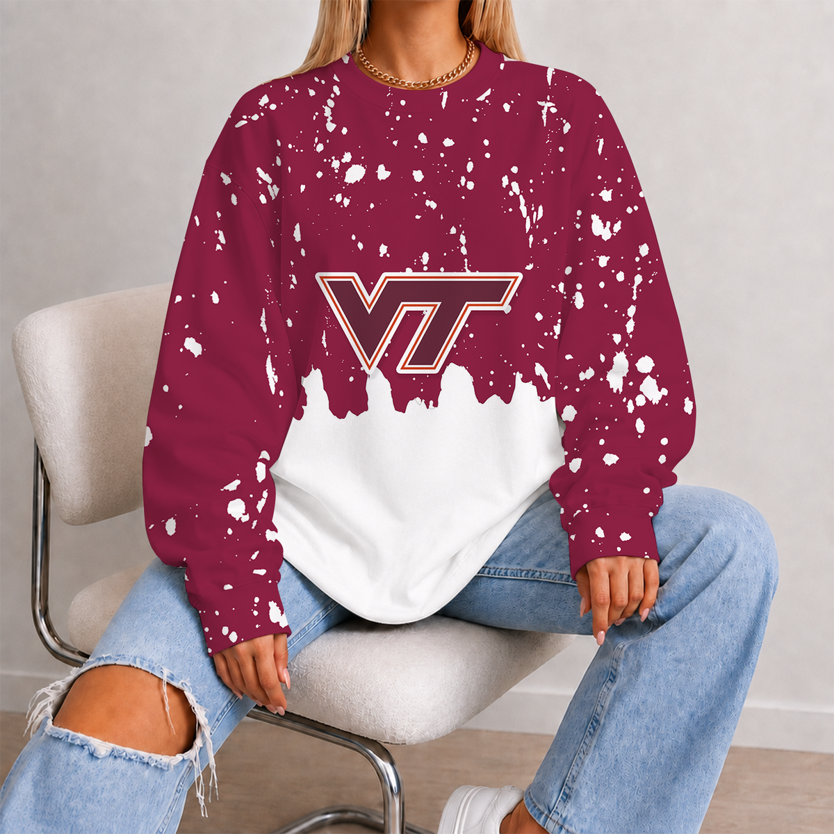 [FAN FAVORITE] NEW CUSTOMIZED NCAA FBS15 VTH VIRGINIA TECH HOKIES UNISEX SWEATSHIRT
