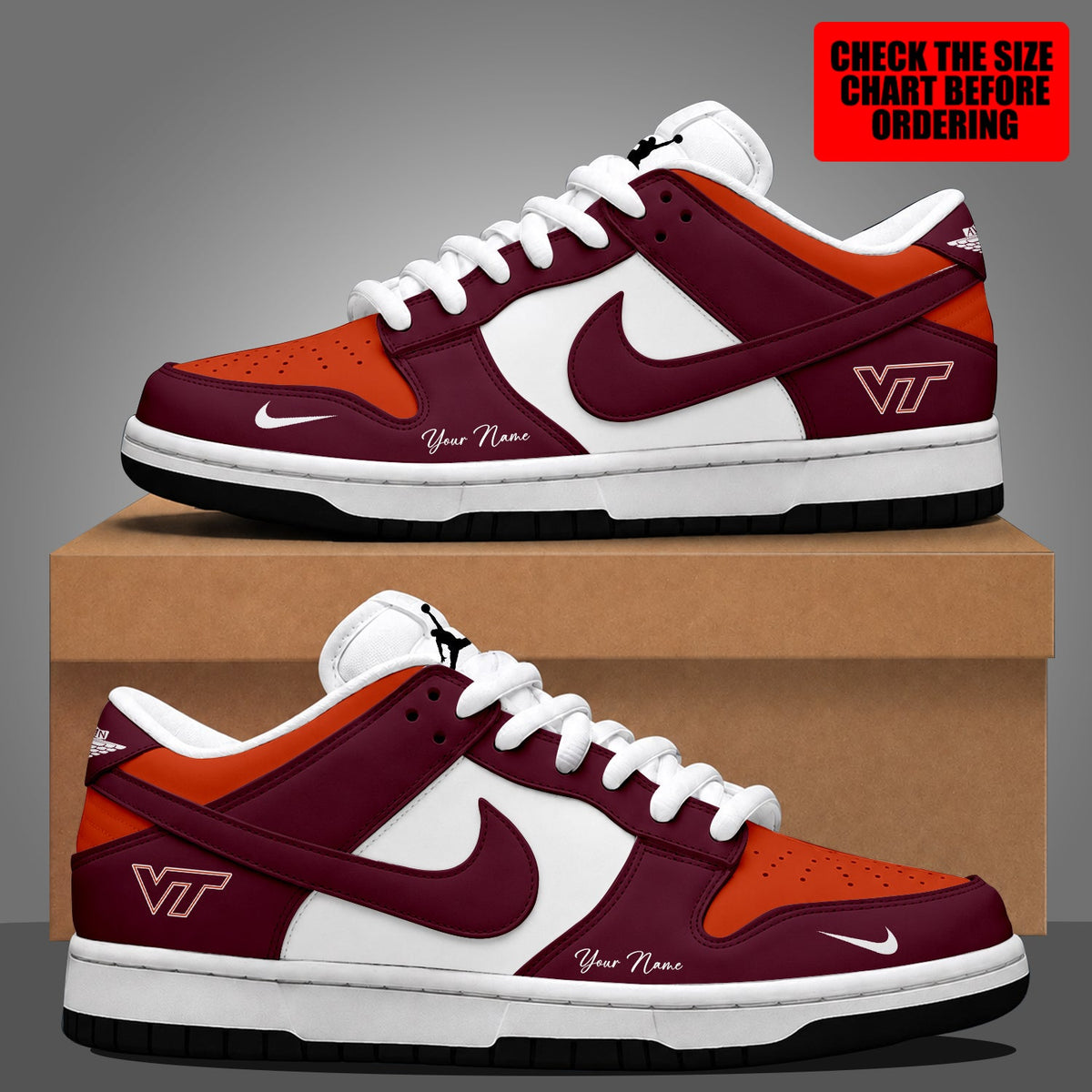 [FAN FAVORITE] NEW CUSTOMIZED NCAA FBS15 VTH VIRGINIA TECH HOKIES DUNK LOW SHOES