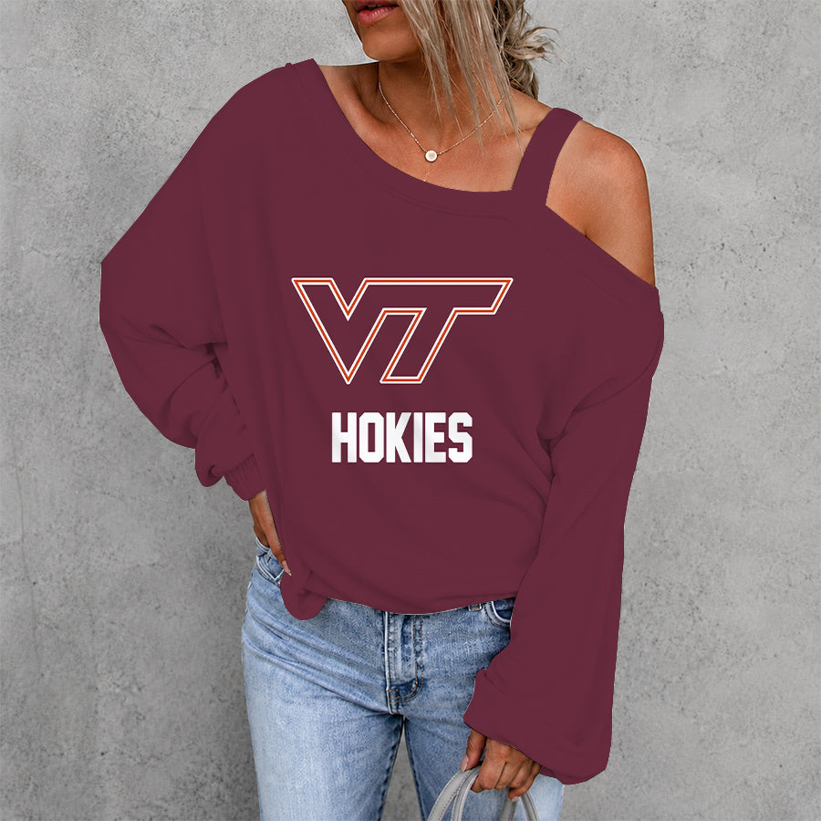 [FAN FAVORITE] NEW CUSTOMIZED NCAA FBS15 VTH VIRGINIA TECH HOKIES DROP SHOULDER SWEATSHIRT