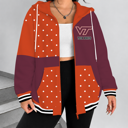 [FAN FAVORITE] NEW CUSTOMIZED NCAA FBS15 VTH VIRGINIA TECH HOKIES ZIP HOODIE