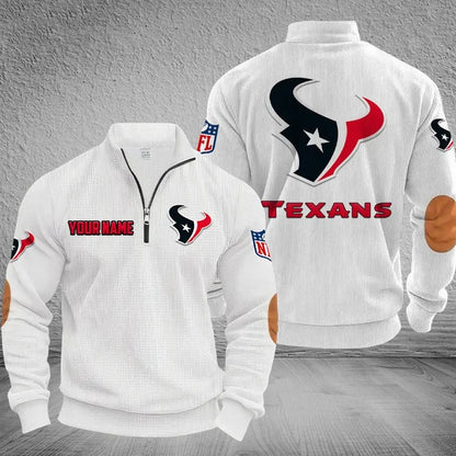 [SPECIAL OFFER] NEW CUSTOMIZED NFL15 HTT HOUSTON TEXANS MULTICOLOR STRIPED QUATER ZIP SWEATSHIRT