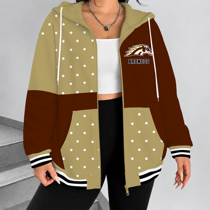 [FAN FAVORITE] NEW CUSTOMIZED NCAA MFF15 WMB WESTERN MICHIGAN BRONCOS STRAPPY ZIP HOODIE