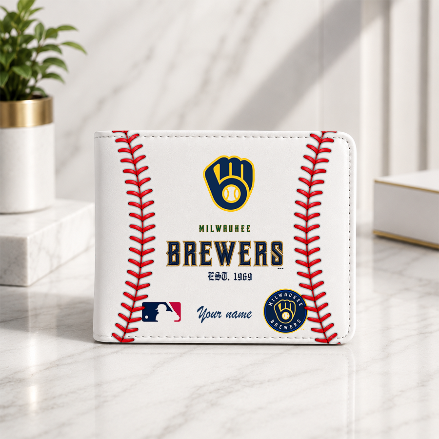 [FLASH SALE] NEW CUSTOMIZED MLB15 MBS MILWAUKEE BREWERS LEATHER WALLET