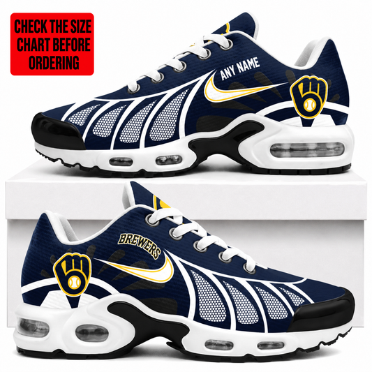 [FLASH SALE] NEW CUSTOMIZED MLB15 MBS MILWAUKEE BREWERS AIR MAX PLUS SNEAKERS