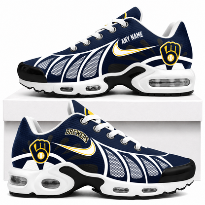 [FLASH SALE] NEW CUSTOMIZED MLB15 MBS MILWAUKEE BREWERS AIR MAX PLUS SNEAKERS