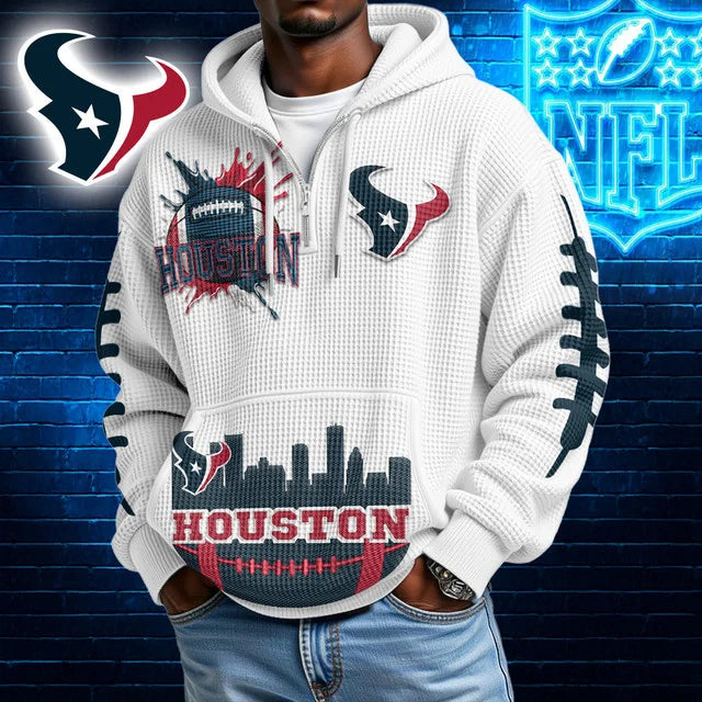 [SPECIAL OFFER] NEW CUSTOMIZED NFL15 HTT HOUSTON TEXANS WAFFLE FULL ZIP HOODIE