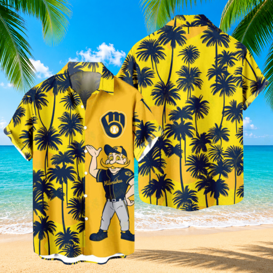 [FLASH SALE] NEW CUSTOMIZED MLB15 MBS MILWAUKEE BREWERS UNISEX HAWAIIAN SHIRT