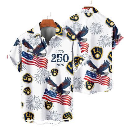 [FLASH SALE] NEW CUSTOMIZED MLB15 MBS MILWAUKEE BREWERS UNISEX HAWAIIAN SHIRT