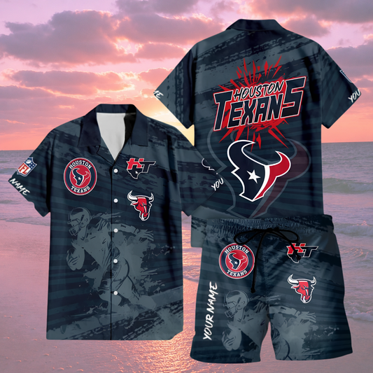 [SPECIAL OFFER] NEW CUSTOMIZED NFL15 HTT HOUSTON TEXANS UNISEX HAWAIIAN SHIRT & SHORTS SET