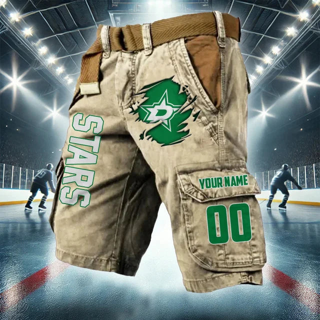 [SUPER SALE] NEW CUSTOMIZED NHL15 DLS DALLAS STARS CARGO SHORTS