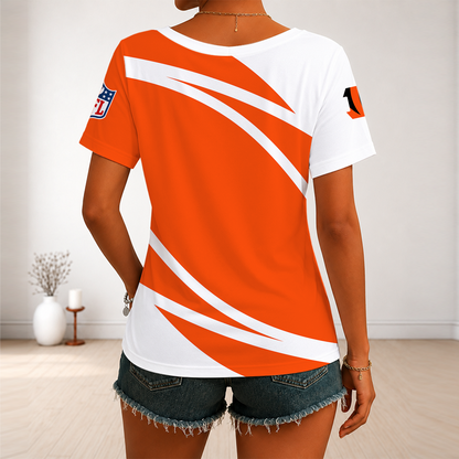 [SPECIAL OFFER] NEW CUSTOMIZED NFL16 CCB CINCINNATI BENGALS V-NECK FEMALE SHIRT