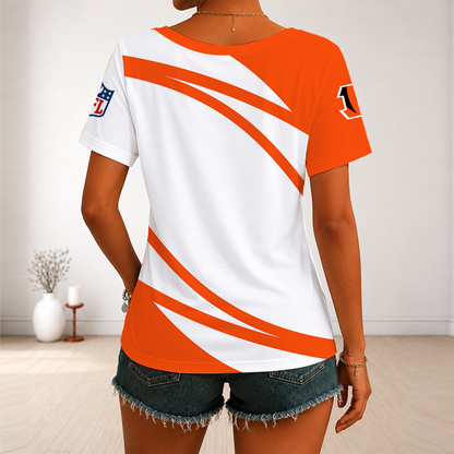 [SPECIAL OFFER] NEW CUSTOMIZED NFL16 CCB CINCINNATI BENGALS V-NECK FEMALE SHIRT