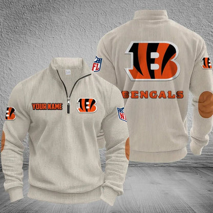 [SPECIAL OFFER] NEW CUSTOMIZED NFL16 CCB CINCINNATI BENGALS MULTICOLOR STRIPED QUATER ZIP SWEATSHIRT