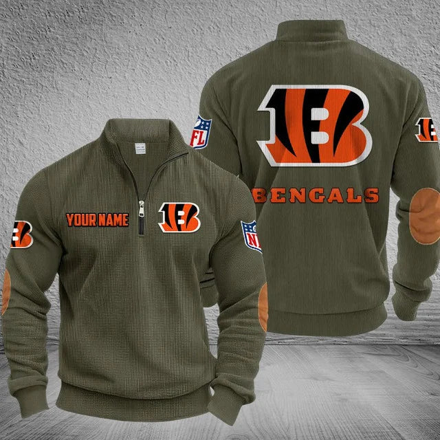 [SPECIAL OFFER] NEW CUSTOMIZED NFL16 CCB CINCINNATI BENGALS MULTICOLOR STRIPED QUATER ZIP SWEATSHIRT