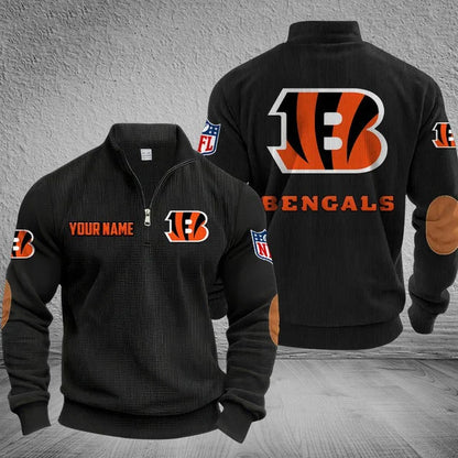 [SPECIAL OFFER] NEW CUSTOMIZED NFL16 CCB CINCINNATI BENGALS MULTICOLOR STRIPED QUATER ZIP SWEATSHIRT