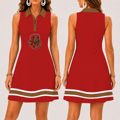 [FAN FAVORITE] NEW CUSTOMIZED NCAA MFF16 CBR CORNELL BIG RED WOMEN'S ZIP SLEEVELESS POLO DRESS