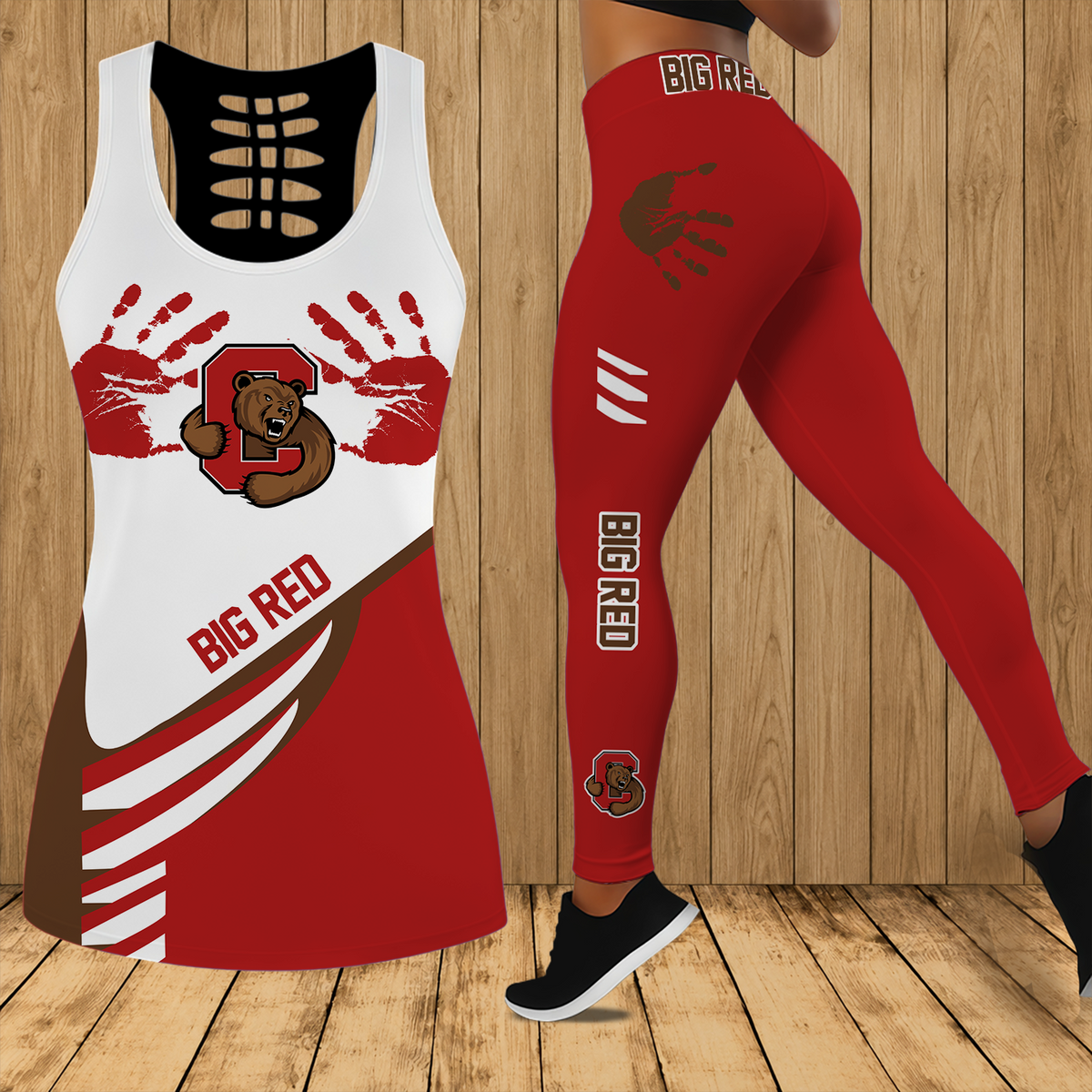 [FAN FAVORITE] NEW CUSTOMIZED NCAA MFF16 CBR CORNELL BIG RED HOLLOW TANK TOP & LEGGINGS SET