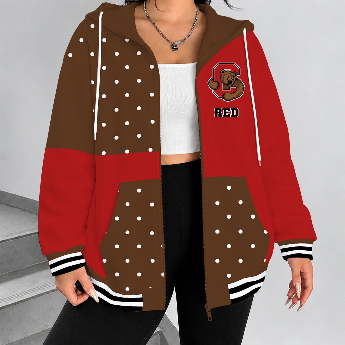 [FAN FAVORITE] NEW CUSTOMIZED NCAA MFF16 CBR CORNELL BIG RED STRAPPY ZIP HOODIE