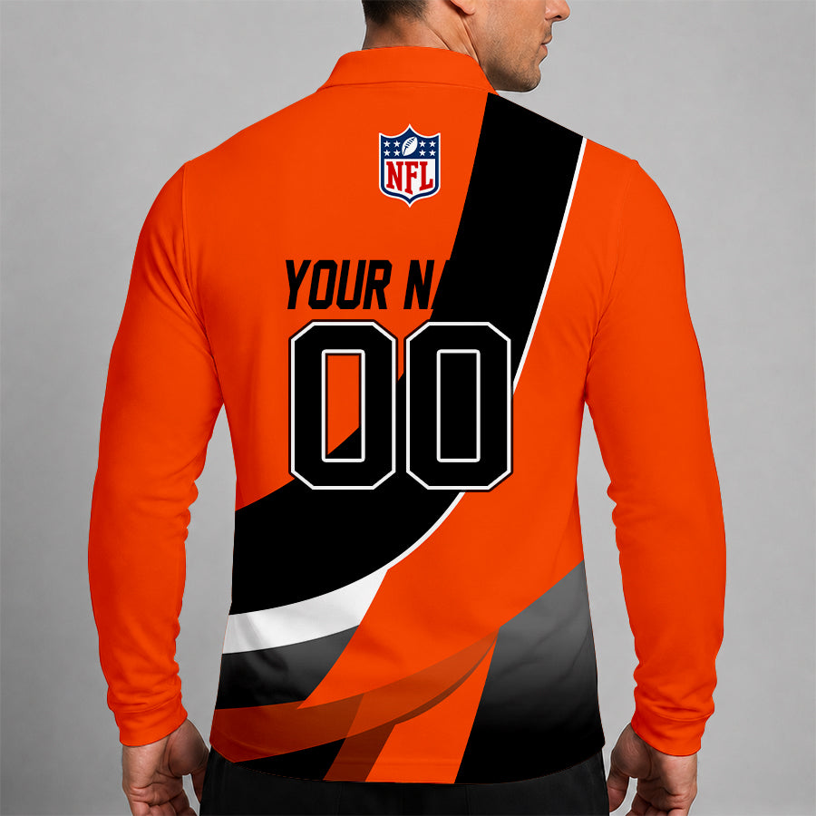 [SPECIAL OFFER] NEW CUSTOMIZED NFL16 CCB CINCINNATI BENGALS LONG SLEEVE POLO SHIRT