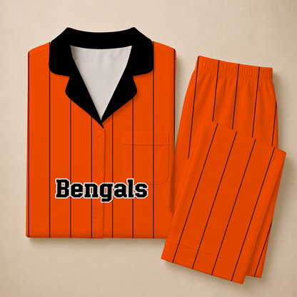 [SPECIAL OFFER] NEW CUSTOMIZED NFL16 CCB CINCINNATI BENGALS SHORT SLEEVE & LONG PANTS PAJAMAS SET
