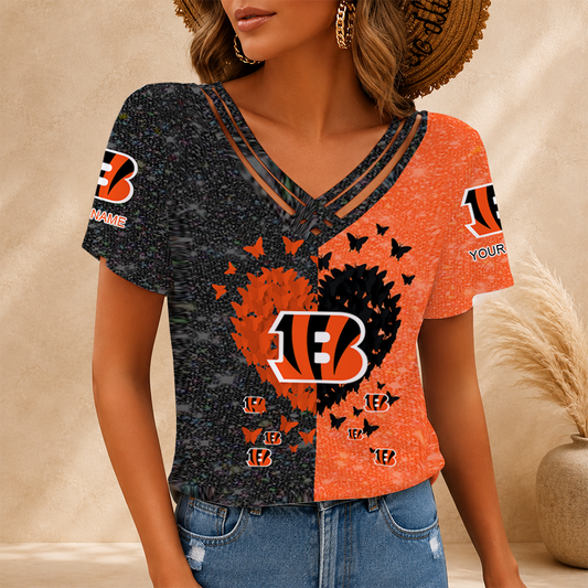 [SPECIAL OFFER] NEW CUSTOMIZED NFL16 CCB CINCINNATI BENGALS V-NECK SHIRT