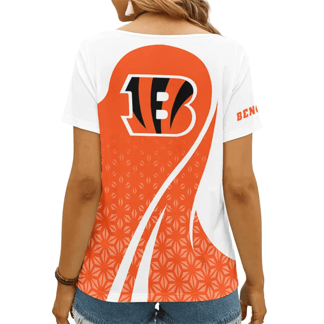 [SPECIAL OFFER] NEW CUSTOMIZED NFL16 CCB CINCINNATI BENGALS V-NECK FEMALE SHIRT