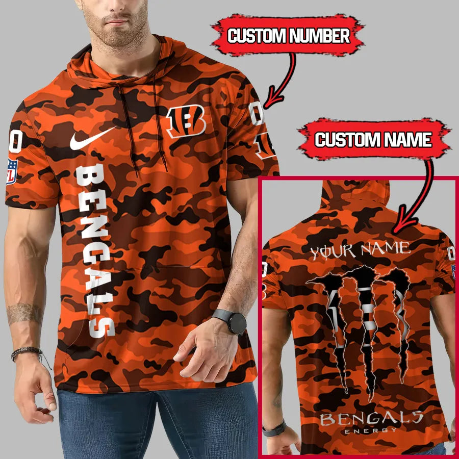 [HOT DEAL] NEW CUSTOMIZED NFL16 CCB CINCINNATI BENGALS SHORT SLEEVE HOODIE