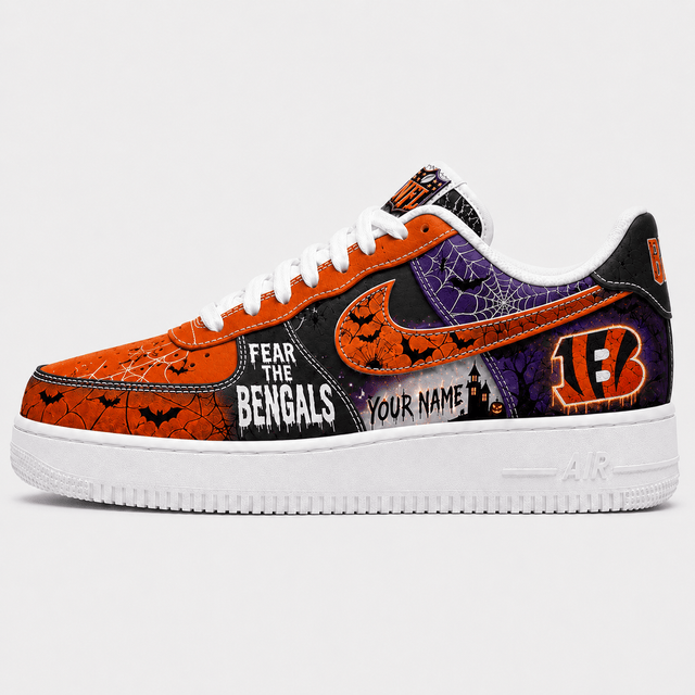 [SPECIAL OFFER] NEW CUSTOMIZED NFL16 CCB CINCINNATI BENGALS HALLOWEEN AF1 SHOES