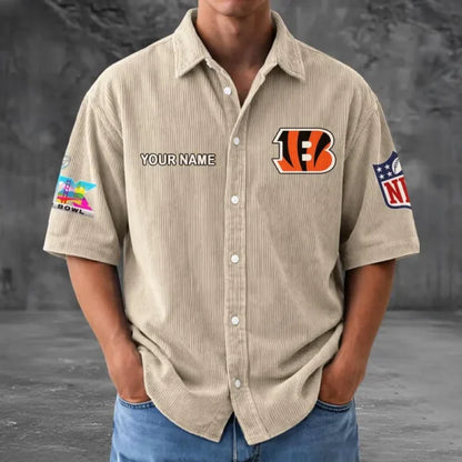 [HOT DEAL] NEW CUSTOMIZED NFL16 CCB CINCINNATI BENGALS SEERSUCKER BUTTON SHIRT