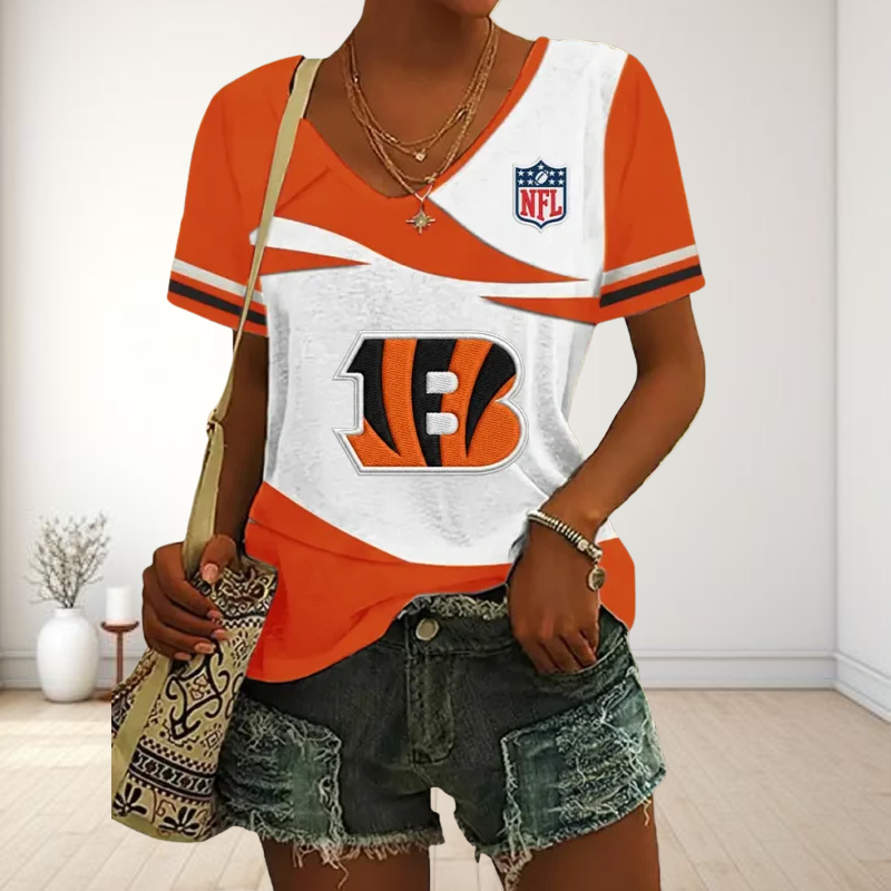 SPECIAL OFFER] NEW CUSTOMIZED NFL16 CCB CINCINNATI BENGALS V-NECK FEMALE SHIRT