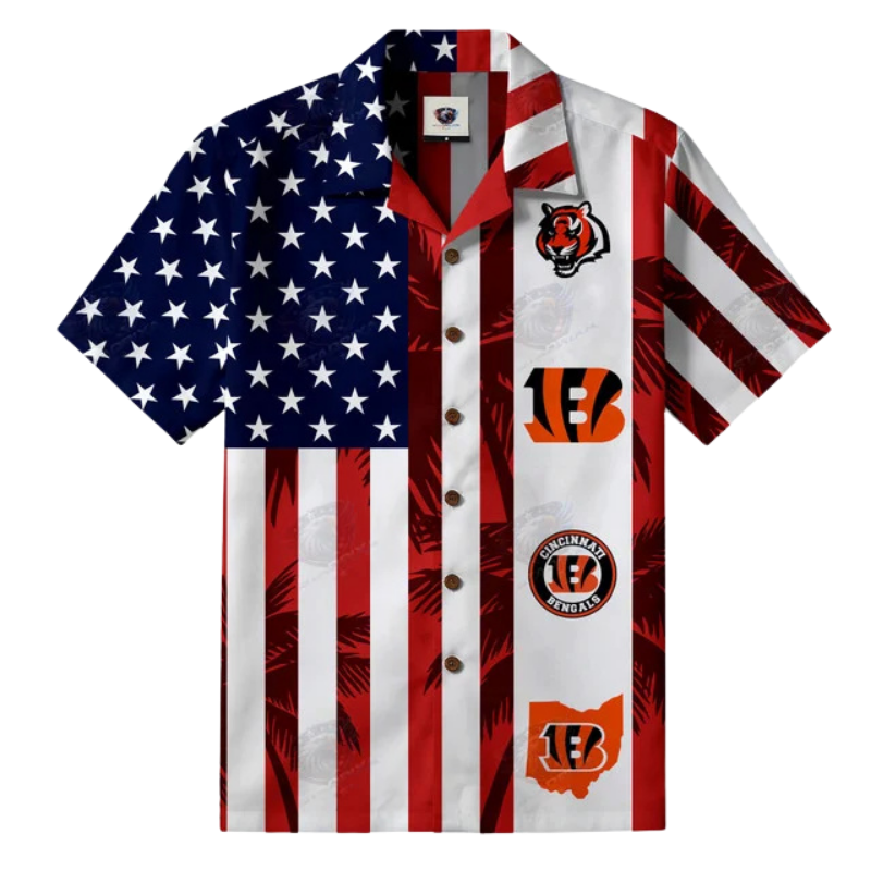 LIMITED EDITION - NEW CUSTOMIZED NFL16 CCB CINCINNATI BENGALS PATRIOTIC 250 USA HAWAIIAN SHIRT