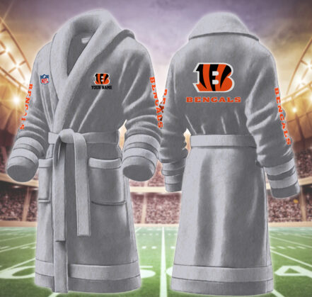 [SPECIAL OFFER] NEW CUSTOMIZED NFL16 CCB CINCINNATI BENGALS MULTICOLOR FLEECE BATHROBE