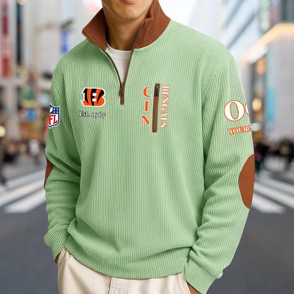 [SPECIAL OFFER] NEW CUSTOMIZED NFL16 CCB CINCINNATI BENGALS MULTICOLOR STRIPED QUATER ZIP SWEATSHIRT