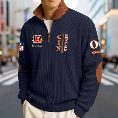[SPECIAL OFFER] NEW CUSTOMIZED NFL16 CCB CINCINNATI BENGALS MULTICOLOR STRIPED QUATER ZIP SWEATSHIRT