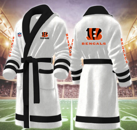 [SPECIAL OFFER] NEW CUSTOMIZED NFL16 CCB CINCINNATI BENGALS MULTICOLOR FLEECE BATHROBE