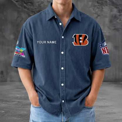 [HOT DEAL] NEW CUSTOMIZED NFL16 CCB CINCINNATI BENGALS SEERSUCKER BUTTON SHIRT