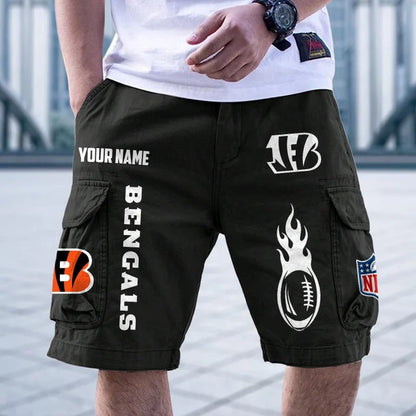 [SPECIAL OFFER] NEW CUSTOMIZED NFL16 CCB CINCINNATI BENGALS CARGO SHORTS