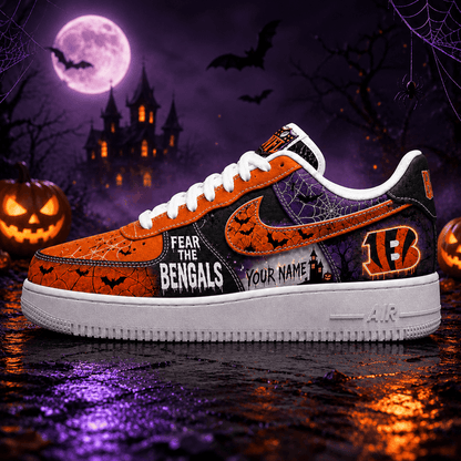 [SPECIAL OFFER] NEW CUSTOMIZED NFL16 CCB CINCINNATI BENGALS HALLOWEEN AF1 SHOES