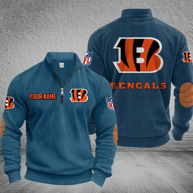 [SPECIAL OFFER] NEW CUSTOMIZED NFL16 CCB CINCINNATI BENGALS MULTICOLOR STRIPED QUATER ZIP SWEATSHIRT