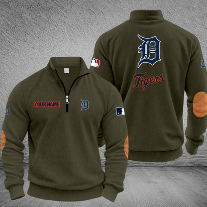 [FLASH SALE] NEW CUSTOMIZED MLB16 DTS DETROIT TIGERS MULTICOLOR STRIPED QUATER ZIP SWEATSHIRT