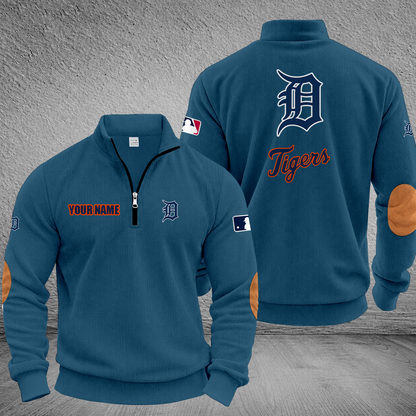 [FLASH SALE] NEW CUSTOMIZED MLB16 DTS DETROIT TIGERS MULTICOLOR STRIPED QUATER ZIP SWEATSHIRT