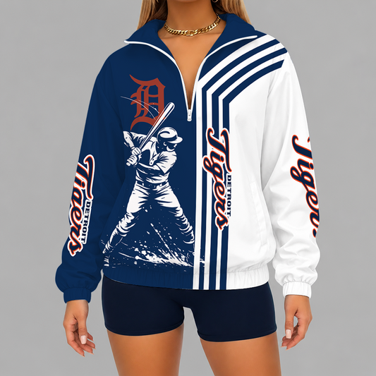 [FLASH SALE] NEW CUSTOMIZED MLB16 DTS DETROIT TIGERS V-NECK ZIPPER SWEATSHIRT JACKET