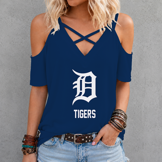 [FLASH SALE] NEW CUSTOMIZED MLB16 DTS DETROIT TIGERS CRISS CROSS V-NECK TOP
