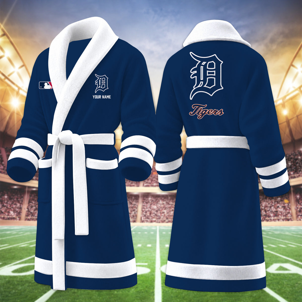 [FLASH SALE] NEW CUSTOMIZED MLB16 DTS DETROIT TIGERS MULTICOLOR FLEECE BATHROBE