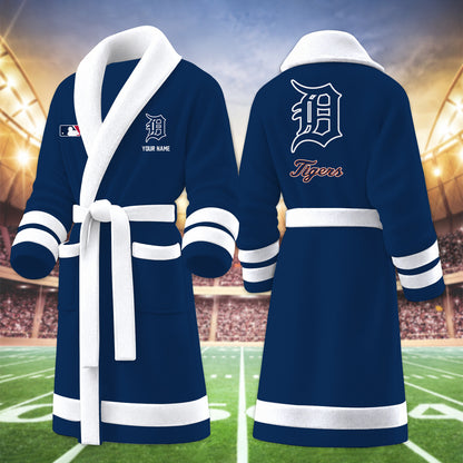 [FLASH SALE] NEW CUSTOMIZED MLB16 DTS DETROIT TIGERS MULTICOLOR FLEECE BATHROBE