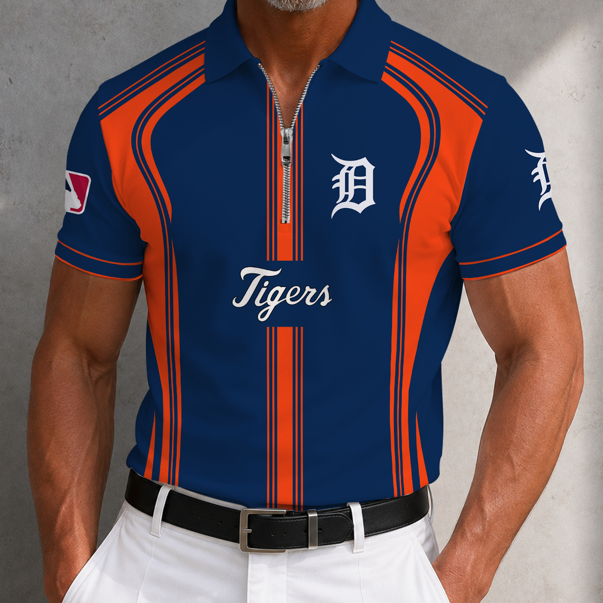 [FLASH SALE] NEW CUSTOMIZED MLB16 DTS DETROIT TIGERS ZIP POLO SHIRT