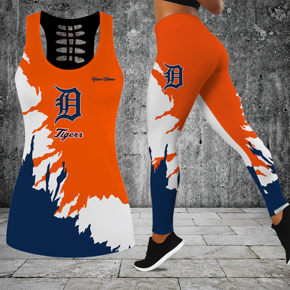 [FLASH SALE] NEW CUSTOMIZED MLB16 DTS DETROIT TIGERS HOLLOW TANK TOP & LEGGINGS SET