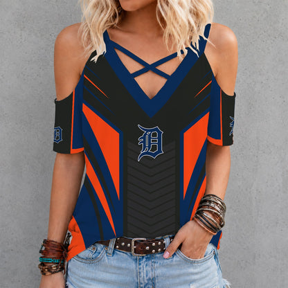 [FLASH SALE] NEW CUSTOMIZED MLB16 DTS DETROIT TIGERS CRISS CROSS V-NECK TOP
