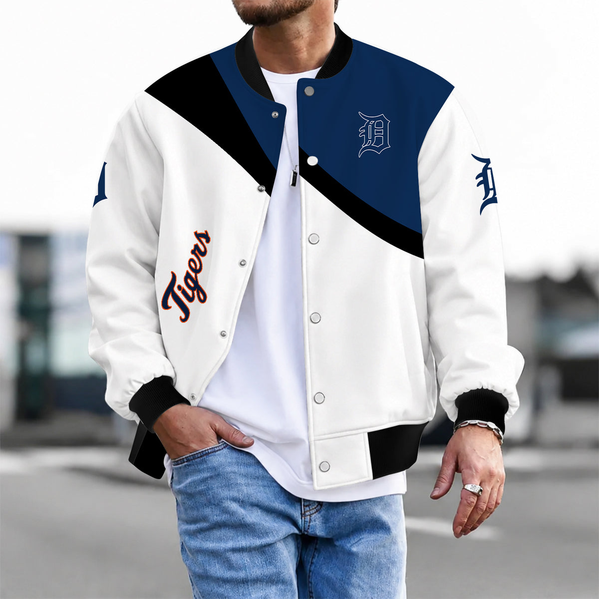 [FLASH SALE] NEW CUSTOMIZED MLB16 DTS DETROIT TIGERS SATIN VARSITY & BASEBALL JACKET